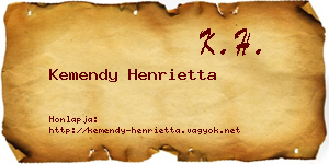 Kemendy Henrietta névjegykártya